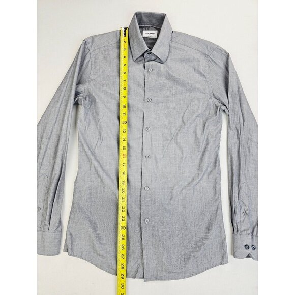 Duchamp London Size 14.5 Small Tailored Fit Gray Long Sleeve Cotton Shirt - Picture 9 of 10